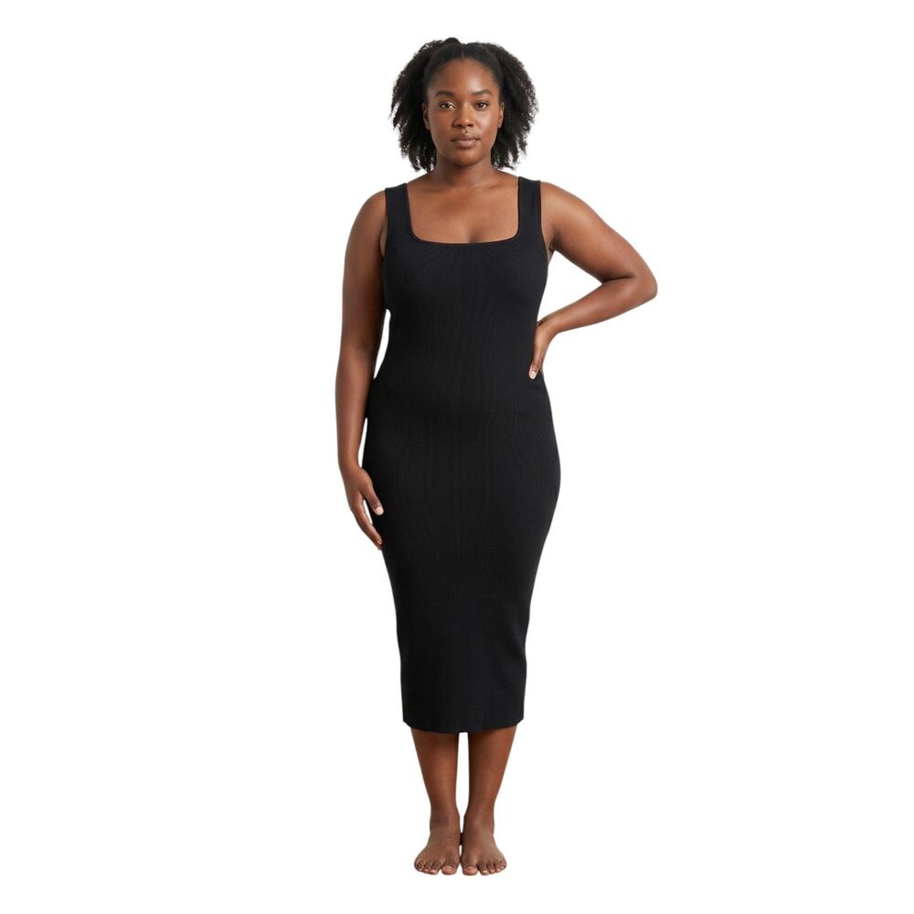 Naked Wardrobe Essential Black Midi Tank Dress Size 2X Plus